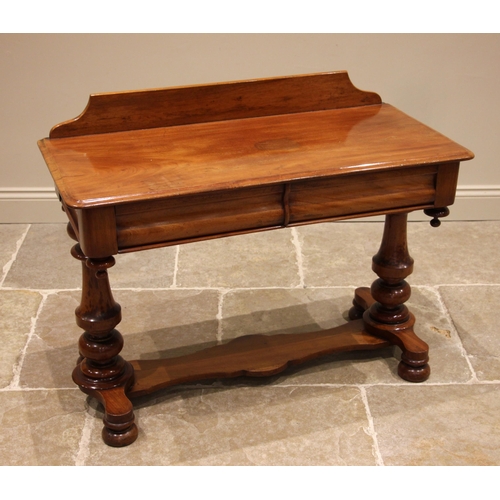 475 - A Victorian mahogany side table, by J.Wallis, Birmingham, the rectangular moulded top with a rear ga... 