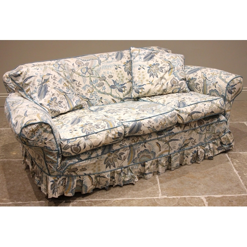 497 - An early 20th century three piece lounge suite, later re-covered in Sanderson floral 'Suva' fabric, ... 