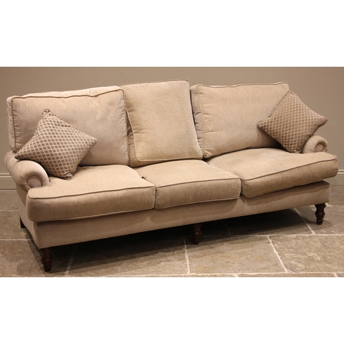 512 - A Nova bespoke 'George' three seater sofa, early 21st century, upholstered in oatmeal coloured fabri... 