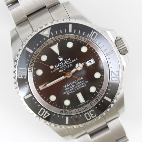 59 - A Rolex Oyster Perpetual Date Deepsea Sea Dweller wrist watch, the black dial with dot and arrowhead... 