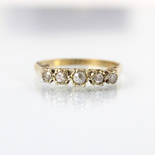 76 - An Edwardian style diamond five stone ring, the central old cut diamond with two smaller mixed cut d... 