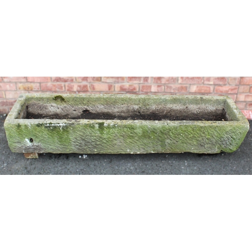 531 - A 19th century sandstone trough, of slender rectangular form, 26cm H x 177cm x 48cm D