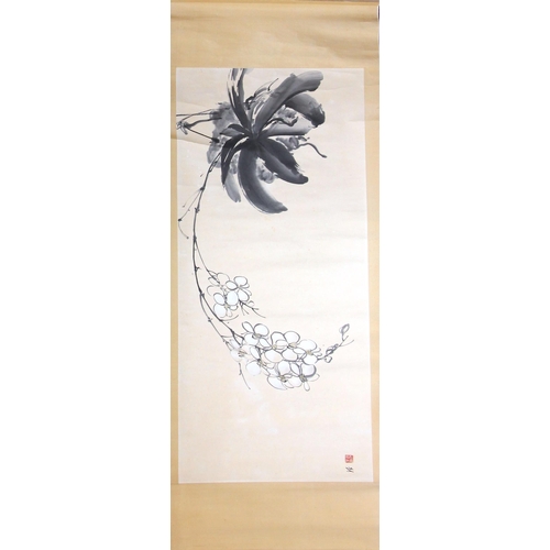 187 - J. M. Goh (Chinese, 20th century),  
Kakemono (hanging scroll), 
Jade Vine,
Signed, 
112cm H x 43cm ... 