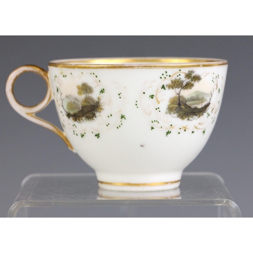 271 - A Swansea teacup, early 19th century, the bute shape cup painted with landscape panels probably by W... 