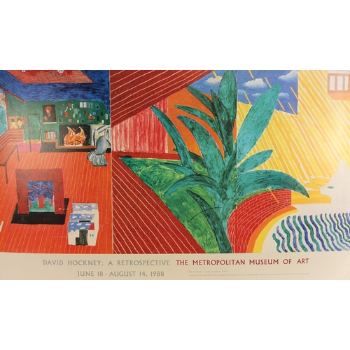 195 - A David Hockney exhibition poster for the ‘David Hockney: A Retrospective’ exhibition held at the Me... 