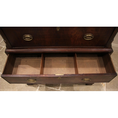 448 - A George III mahogany chest on chest, the moulded Greek key pattern cornice over an arrangement of t... 