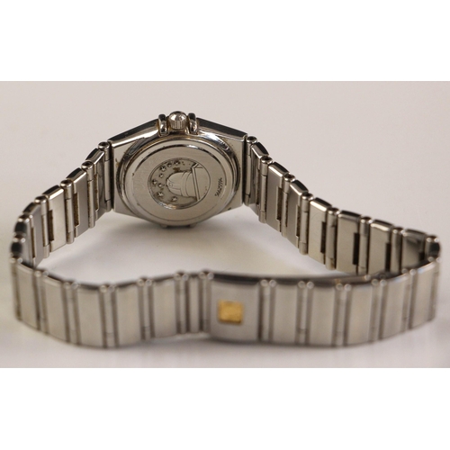 53 - A ladies Omega Constellation wristwatch, Ref.1561/71/00, the stainless steel case with Roman numeral... 