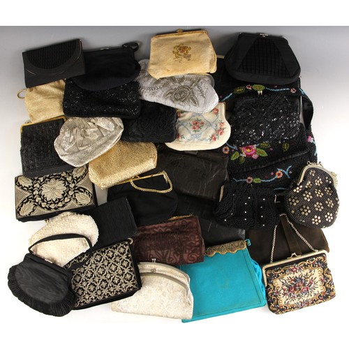 376 - A collection of ladies evening bags and clutches, mid 20th century, to include embroidered examples,... 