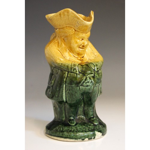 266 - A 'Lord Toper' Whieldon palette majolica Toby jug by Sharpe Brothers & Co, late 19th century circa 1... 