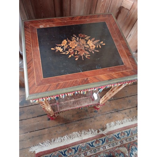 474 - A French kingwood and marquetry velvet covered occasional table, late 19th century, the rectangular ... 