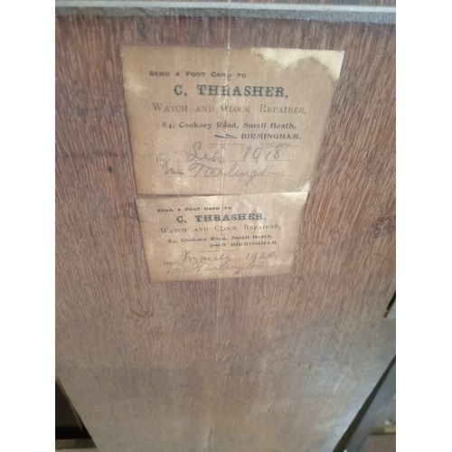 424 - A 19th century oak and mahogany cased longcase clock signed Hurt and Wray Birmingham, the twin swan ... 