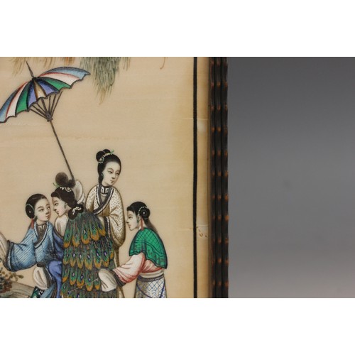 329 - Chinese School (19th century), 
A set of four gouache on pith paper paintings, 
Each depicting a pro... 