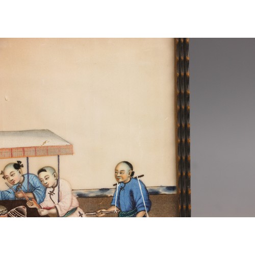 329 - Chinese School (19th century), 
A set of four gouache on pith paper paintings, 
Each depicting a pro... 