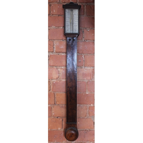 667 - A mid 19th century mahogany cased stick  barometer by Melling of Liverpool, the 18cm signed silvered... 