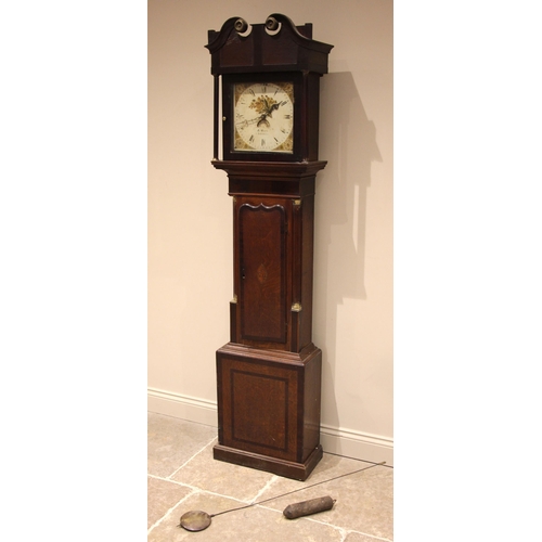 668 - A George III oak cased thirty hour longcase clock, indistinctly signed John Jones, the hood with a t... 