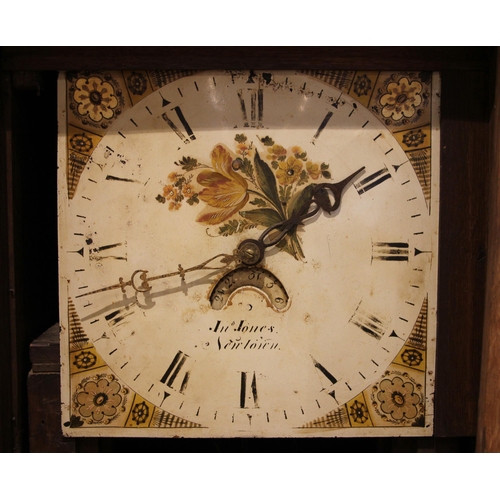 668 - A George III oak cased thirty hour longcase clock, indistinctly signed John Jones, the hood with a t... 