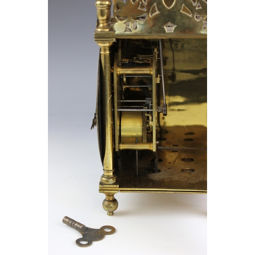 671 - An 18th century and later brass lantern clock, signed Sam Reeve, Stoneham, the four pillar case with... 