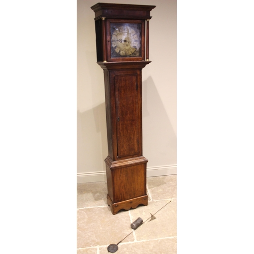 672 - A mid 18th century oak cased thirty hour longcase clock, signed Foden, the 28cm square brass dial se... 