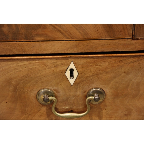 701 - A George IV mahogany chest of drawers, the rectangular top over a secret frieze drawer and an arrang... 