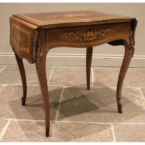 775 - A French Louis XV style kingwood and marquetry sofa table, early 20th century, the quarter veneered ... 