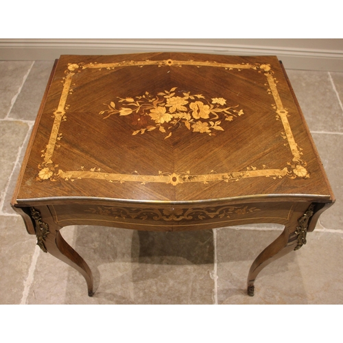 775 - A French Louis XV style kingwood and marquetry sofa table, early 20th century, the quarter veneered ... 