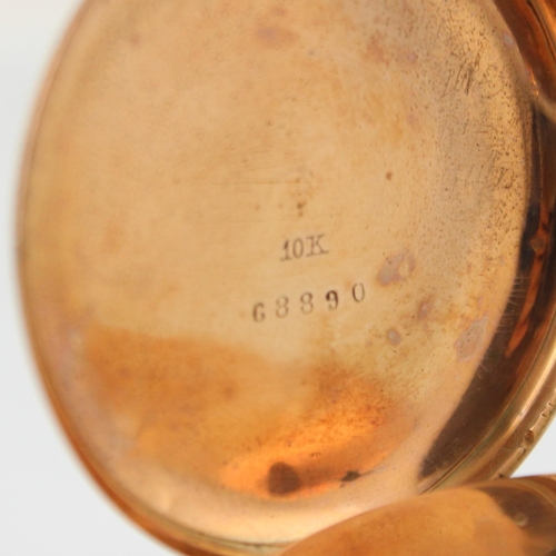 87 - A late 19th century yellow metal fob watch, the circular gold coloured dial with central engraved fl... 