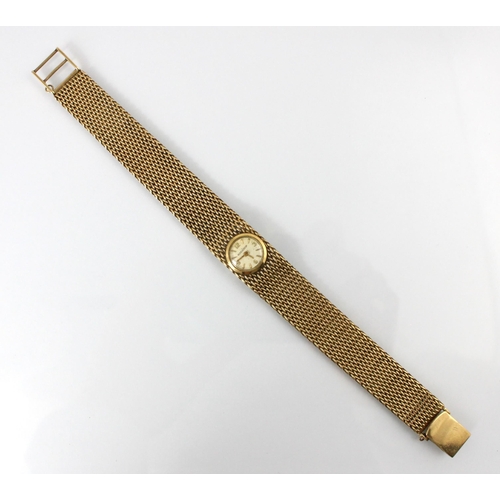 91 - A 9ct Jaeger Le-Coultre ladies wrist watch, the cream coloured dial with baton and Arabic numerals, ... 