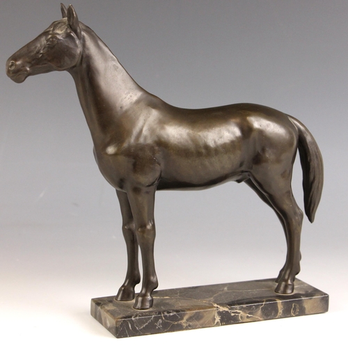 550 - Manner of Pierre Jules Mene (French, 1810-1879), a bronze patinated spelter model of a horse, unsign... 