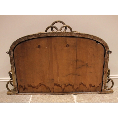 621 - A Victorian gilt wood and gesso overmantel mirror, of typical 'D' form, with a rope and tassel tied ... 