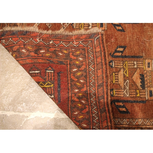 637 - A Caucasian hand knotted village rug, the central field with temple guls, within recurrent borders, ... 