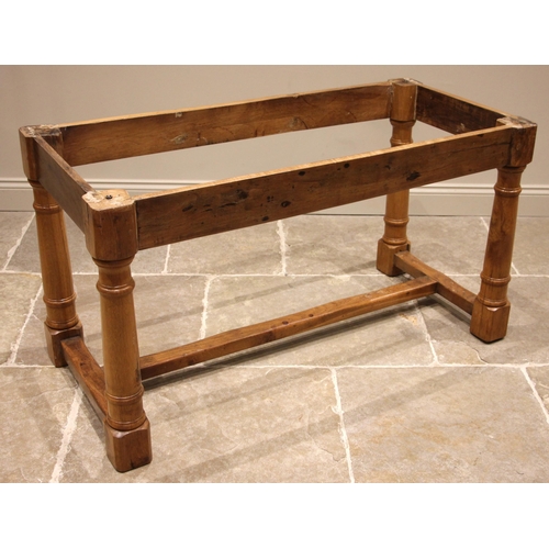 755 - A 17th century style light oak refectory table, 19th century and later, the cleated plank top upon l... 