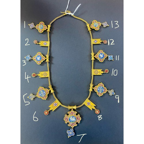 99 - A 19th century Italian micro mosaic necklace, in the manner of Antonio Civilotti, the woven necklace... 