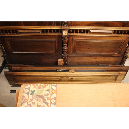 743 - A French walnut super king-size bed, early 20th century, constructed as two single beds, the headboa... 