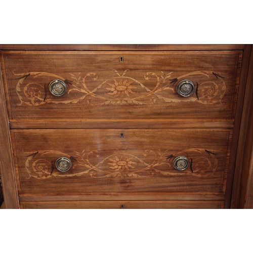 768 - An Edwardian inlaid mahogany gentleman’s compactum wardrobe, by Hampton & Sons, London, of breakfron... 