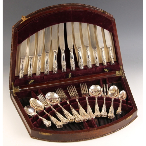 103 - A canteen of silver plated Kings pattern flatware, the six place setting canteen comprising table fo... 