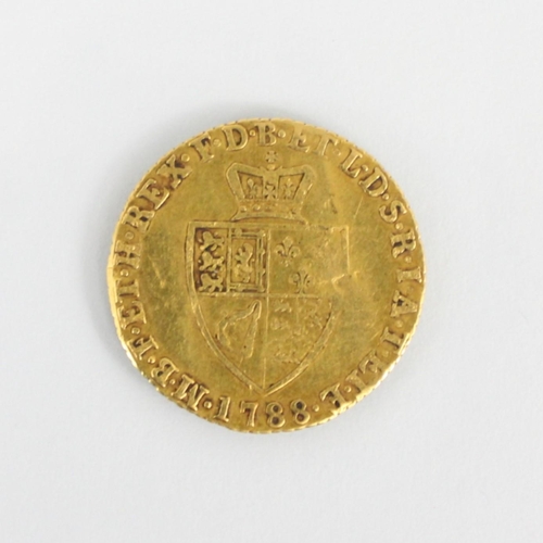 114 - George III (1760-1820) half guinea, 1788, crowned shield to reverse, 4.2gms