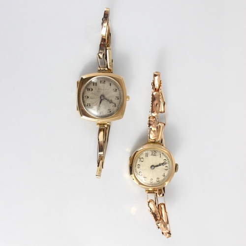 147 - An early 20th century ladies ‘Rolwatco’ yellow metal wristwatch, the circular dial with Arabic numer... 