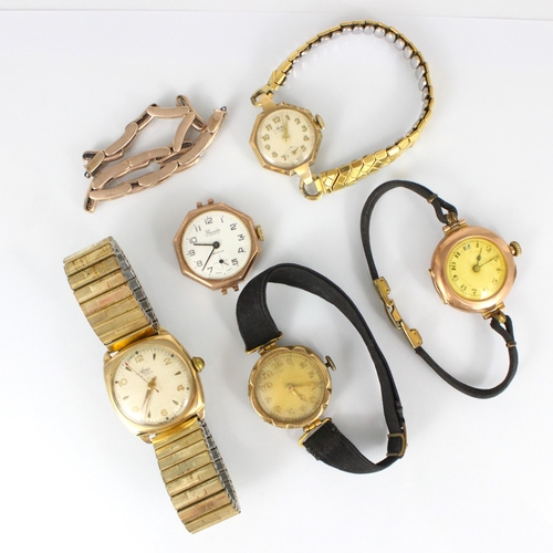 155 - A selection of ladies wristwatches, including a 9ct cased ‘Precista Incabloc’ example, with associat... 