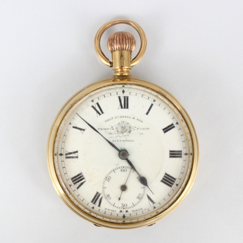 162 - An early 20th century 9ct open faced pocket watch, the circular white dial with Arabic numerals and ... 