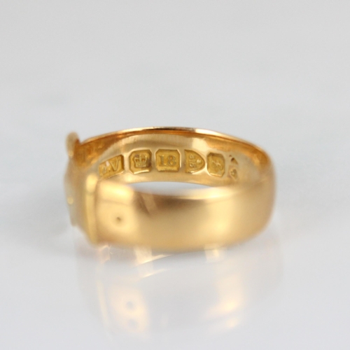 229 - An early 20th century 18ct yellow gold ring, designed as a buckle, stamped ‘EV’ Chester 1911, ring s... 