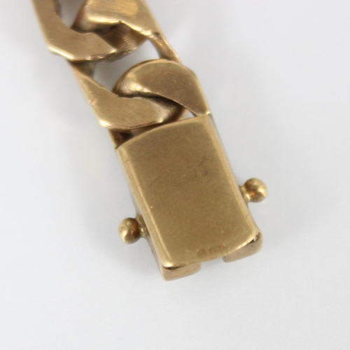 247 - A 9ct yellow gold identity tag style bracelet, the plain polished tag with curb link bracelet, box a... 