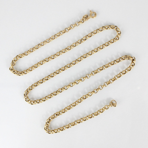 333 - A 9ct yellow gold chain, the trace links with bolt ring fastening, hallmarked and stamped '9k' 50cm ... 