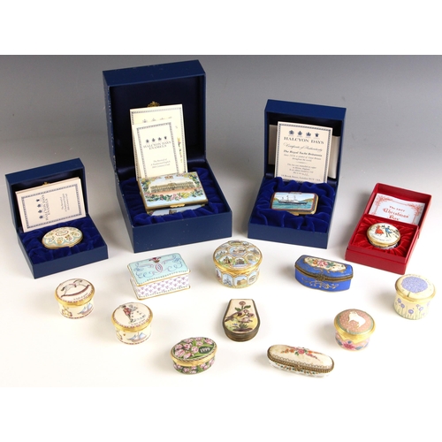 351 - Three limited edition Halcyon Days enamel boxes, comprising: 'The Royal Residences', numbered 106 of... 