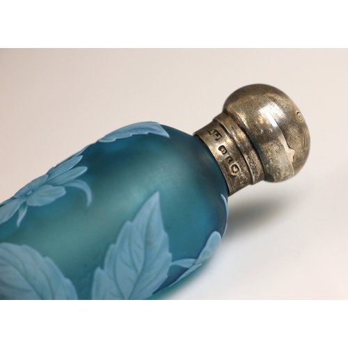 355 - Attributed to Thomas Webb & Sons, a Victorian silver mounted Stourbridge cameo glass scent bottle, o... 