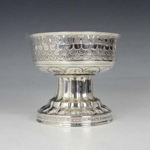 37 - An Edwardian silver goblet, William Hutton & Sons Ltd, London 1902, the bowl engraved with Latin let... 