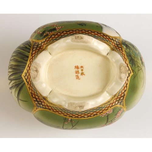 589 - A fine Japanese Satsuma porcelain Koro and cover, Meiji Period (1868-1912), the quatrefoil shaped bo... 