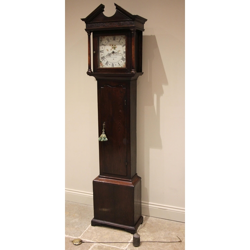 702 - A George III oak cased thirty hour longcase clock, signed Walter Thomas, Whitchurch, the architectur... 