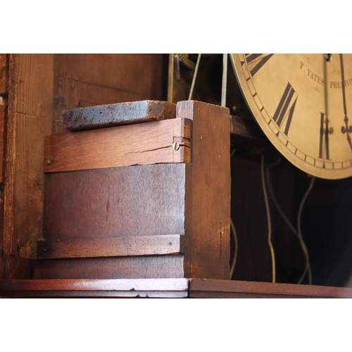 705 - A George IV mahogany cased eight day chiming longcase clock, signed T. Yates, Preston, the arched ho... 