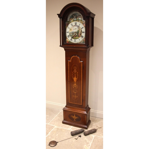 706 - A 19th century mahogany cased eight day longcase clock signed R. Roberts, Bangor, the arched hood wi... 