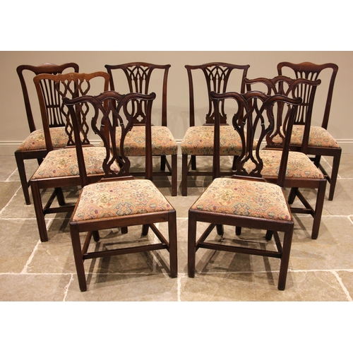 743 - A harlequin set of eight mahogany Chippendale and Hepplewhite style dining chairs, 19th century, eac... 